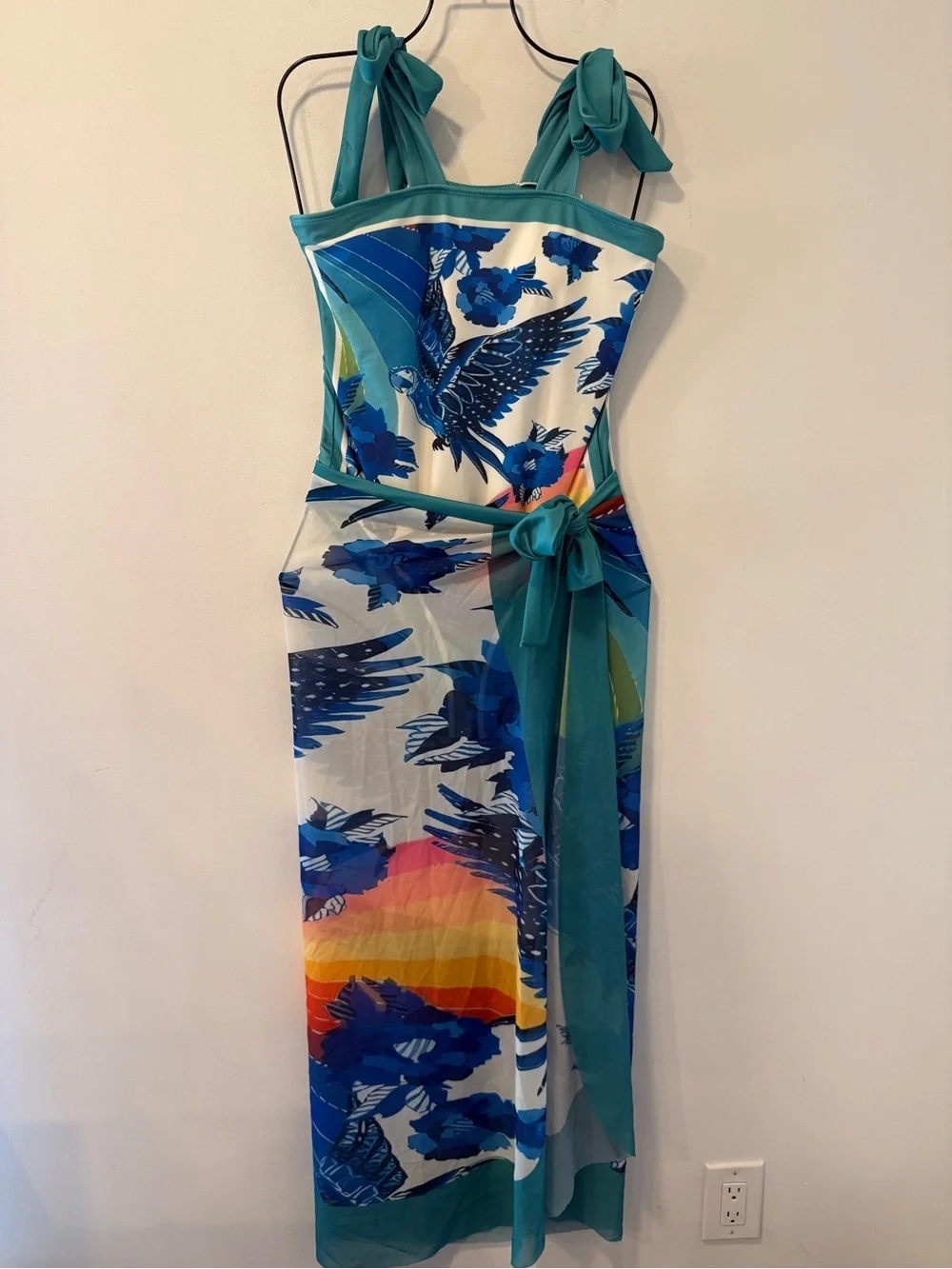 Blue Printed SwimSuit With Pareo Size Large #Lux-Swim-C